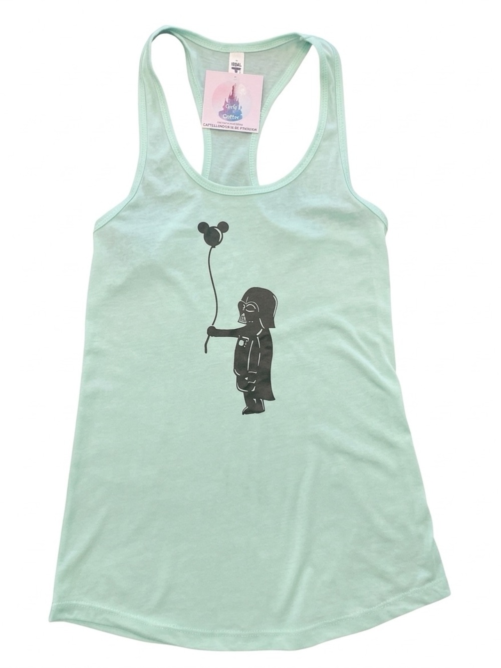 NWT Boutique Custom made Darth Vader Mickey Balloon Mint Racerback Tank Top XS